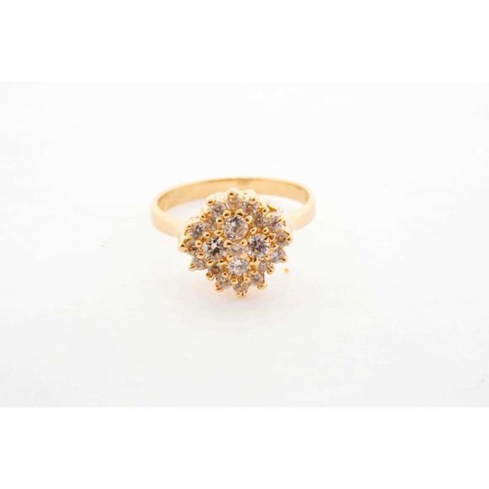 Estate Sale 10k Yellow Gold Cubic Zirconia Gemstone Ring Size 7.5 Vintage Style